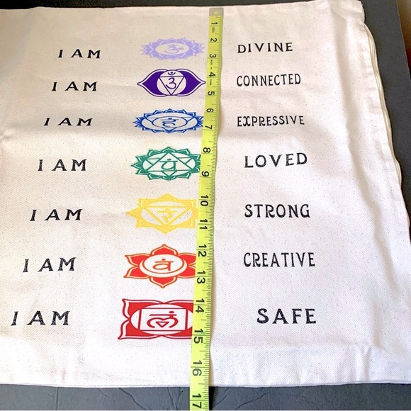 Off White Canvas 18x18 Chakras Pillowcase, Zipper Side, Custom Made, NEW - Picture 6 of 9
